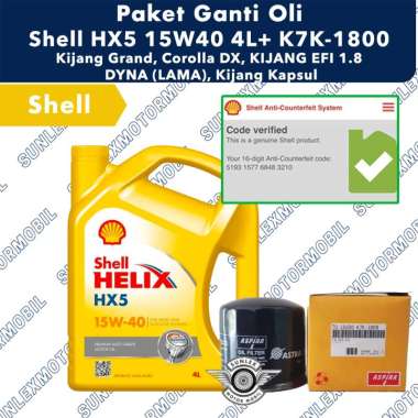 [GRATIS FILTER OLI] Paket Ganti Oli Shell HX5 15W40 + K7K-1800 Kijang Kapsul Grand LGX