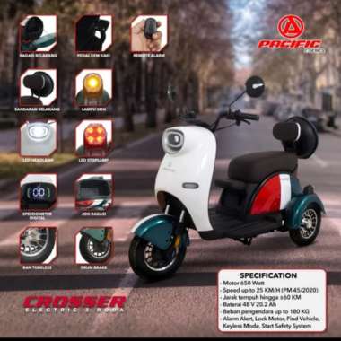 Sepeda Listrik Roda Tiga E-Bike Exotic Crosser Spirit White