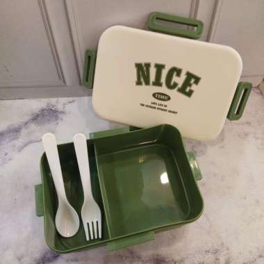 TEMPAT MAKAN SEKAT 2 6820 1300ml FREE SENDOK GARPU Coklat