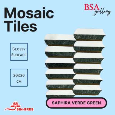 MOSAIC TILES SAPHIRA VERDE GREEN / KERAMIK MOZAIK DEKORATIF DINDING