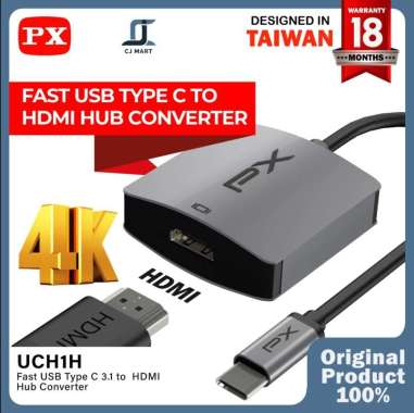 Type C to HDMI Converter Adapter Hub iOS Android Windows PX UCH1H