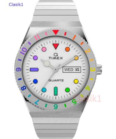 Jam Tangan Wanita Q TIMEX TW2V66000 Quartz Rainbow Stainless