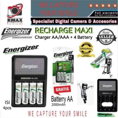 Baterai Charger Energizer AA / AAA + 4 Baterai AA 2000mAh Multicolor