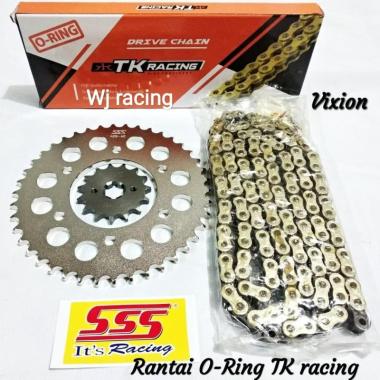 Gear Set SSS Vixion Old / New Vixion rantai O-Ring TK Racing 428HPO Gold Chrome