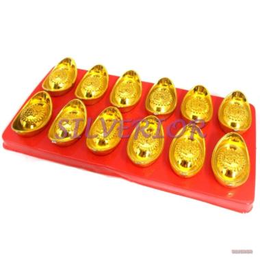 12 Yuanbao Uang Emas Suvenir Cina China Kuno Hiasan Pajangan Imlek 4cm