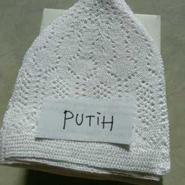 Peci haji rajut soylu mercan high quality import putih