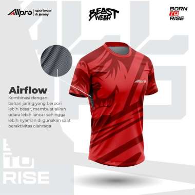 ALLPRO Kaos Sport Jersey PingPong Badminton Beast Red M