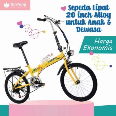 Sepeda Lipat 20 inch Alloy Untuk Anak Dan Dewasa kuning yellow ringan