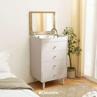 Dekoruma Mori Lemari Laci Minimalis 4 Pintu dengan Cermin / Kabinet