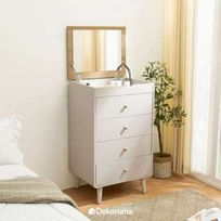 Dekoruma Mori Lemari Laci Minimalis 4 Pintu dengan Cermin / Kabinet