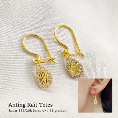 Terbaru anting wanita model kait tetes cristal elegan dan mewah emas