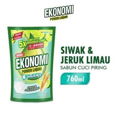 Promo Harga Ekonomi Pencuci Piring Power Liquid Siwak & Jeruk Limau 760 ml - Blibli