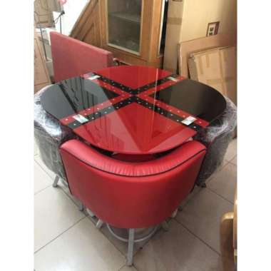 Meja Cafe Warna Merah Meja Makan Kaca Kursi Cafe Meja Bar (Palembang)