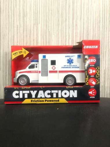 diecast mainan anak cruzer city action mainan mobil mobilan cruzer city action AMBULANCE PUTIH 1:20 