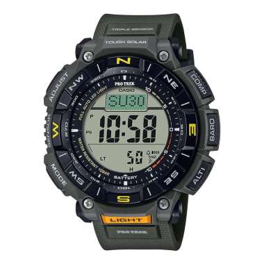 Jam Tangan Pria Casio Pro Trek PRG-340-3DR Tough Solar Digital Dial Dark Green Resin Band Hijau