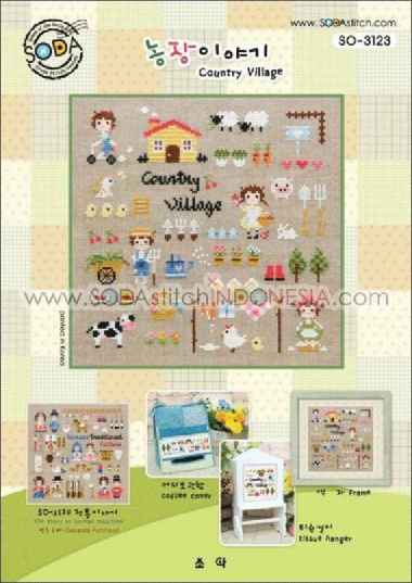 Paket Sulam Kristik Strimin Sodastitch SO-3123 Country Village Sampler Pola Saja
