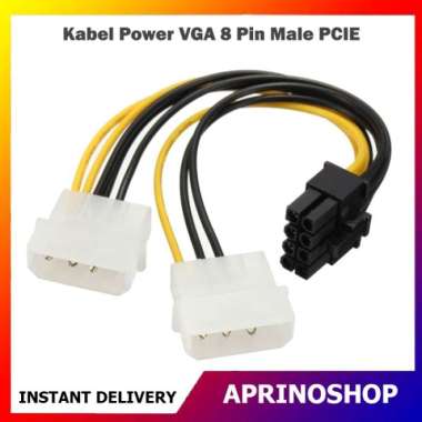 Kabel Power VGA 8 Pin Male PCIE Adapter 2 Molex to 8 Pin PCI-E