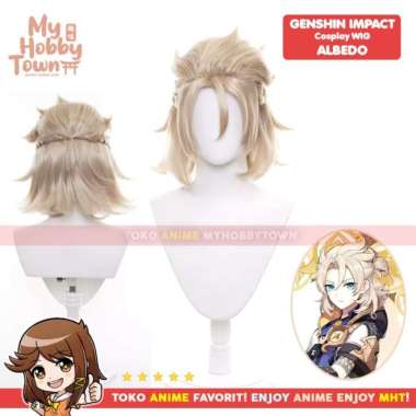Wig Cosplay Anime Game Genshin Impact Albedo