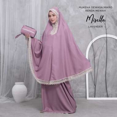 MUKENA DEWASA 2 IN 1 MIKRO RENDA MEWAH MISELLA Semua Ukuran HITAM
