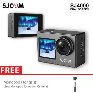 SJCAM SJ4000 Dual Screen Layar Ganda WIFI Motor Sepeda + Tongsis/3way SJ4000 DUAL + TONGSIS