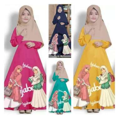 Baju Gamis Anak Perempuan | Pakaian Mengaji Syari Hijaber Magenta