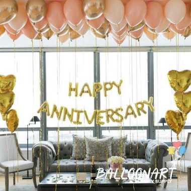 ANNIVERSARY GOLD PEACH DEKORASI SET/DEKORASI LAMARAN/PAKET DEKORASI TU