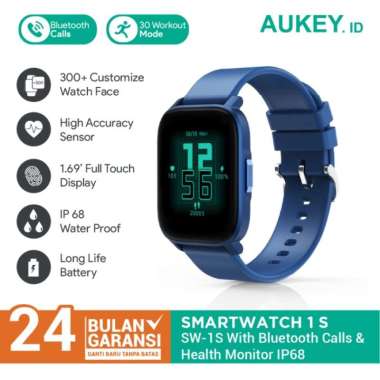 Smartwatch Aukey SW-1S With Bluetooth Calls & Health Monitor IP68 Blue