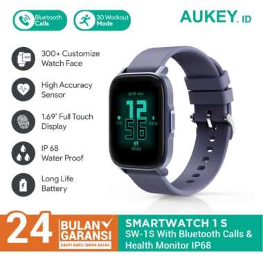Smartwatch Aukey SW-1S With Bluetooth Calls & Health Monitor IP68 Grey