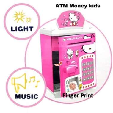 mainan anak celengan atm mini hello kitty brankas mesin hitung uang Multicolor