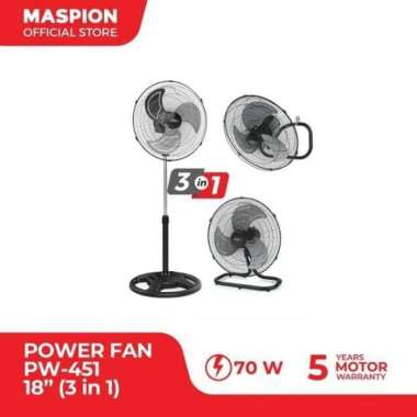 Kipas Angin Berdiri Maspion Power Fan PW451 PW 451 3in1 Tornado Besi 18inch
