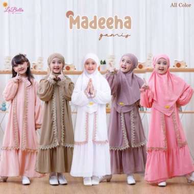 Baju Gamis set Hijab Anak perempuan Madeena by Labella Ori terbaru Multicolor