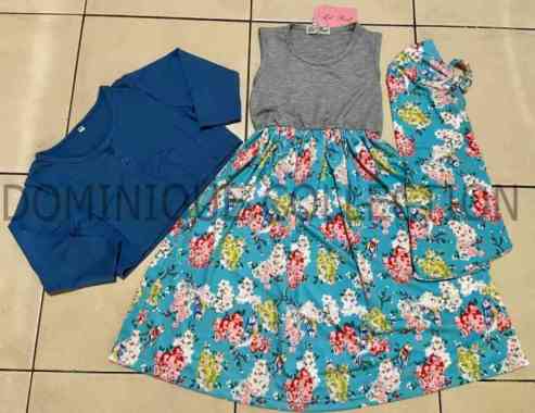 Baju Muslim Anak Gamis Cardigan Dress Rok Biru Pink Anak Teen Multicolor