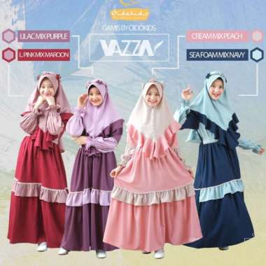 OIDOKIDS GAMIS VAZZA SET HIJAB FREE MAHKOTA BUNGA USIA 4-14 TAHUN Multicolor