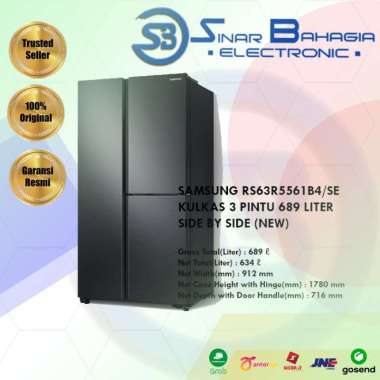 SAMSUNG RS63R5561B4/SE KULKAS 3 PINTU 689 LITER SIDE BY SIDE (NEW) (KHUSUS BANDUNG)