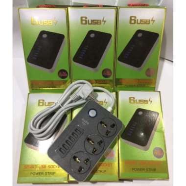 Stop Kontak Smart Usb Socket Power Strip 6Usb 3 Power Socket Multicolor