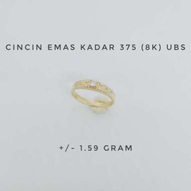 Cincin Emas UBS Kadar 375 (8K) Estimasi Berat 1.59 Gram