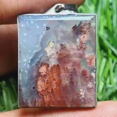Natural Liontin Akik Batu Kristal Motif Gambar Karang Laut Merah Antik