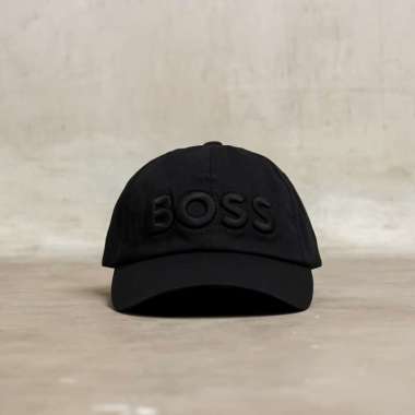 Topi HUGO BOSS BIG TEXT EMBROIDERY BLACK CAP - OS / ADJ 100% ORIGINAL