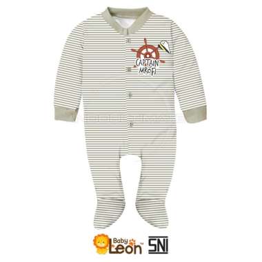 1 Pcs BABY LEON Jumpsuit Bayi BC-072 Kaki Tertutup Lengan Panjang Jumper Bayi Laki-Laki Newborn Baju