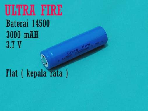 Baterai 14500 kepala FLAT 3000mAH cas Lithium Li-Ion / AA 3.7V