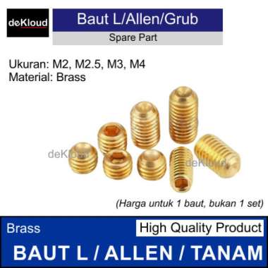 Baut Brass ALLEN Screw | alen baut tanam L gold M2 M2.5 M3 M4 M4 x 4
