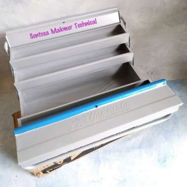 TJAP MATA Toolbox Tool Box Kotak Kunci Perkakas Besi 3 Susun Tingkat Silver