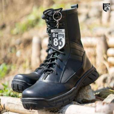 Mivaso Sepatu PDL R03 TNI Polri Brimob Security Ori Asli kulit sapi 40 Hitam