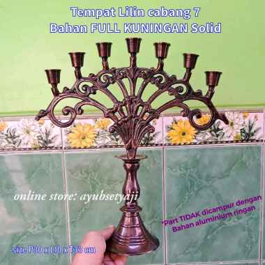 Tempat Lilin cabang 7 FULL KUNINGAN Black Brown SOLID Candle Holder kipas modern dekorasi wadah lili