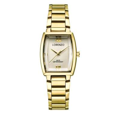 Jam Tangan Wanita Lorenzo 7060, Strap Tali Stainless Steel Gold