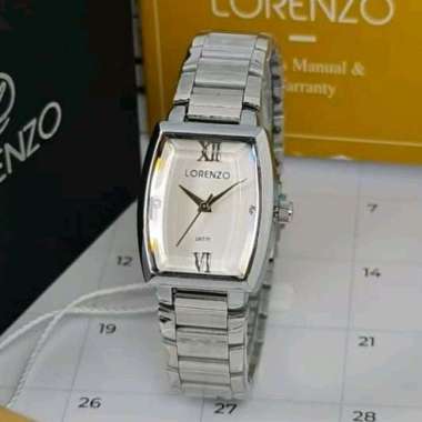 Jam Tangan Wanita Lorenzo 7060, Strap Tali Stainless Steel Putih