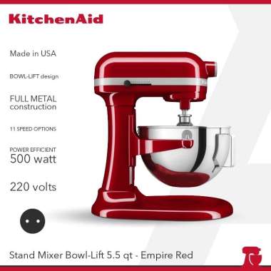 KitchenAid 5KSM55SXXNER Stand Mixer 5,5 Qt Bowl-Lift Merah Empire