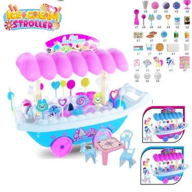 Mainan Anak dorongan Gerobak Es Krim JUMBO Shop Ice Cream Stroller