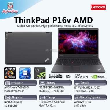 LENOVO THINKPAD P16V RYZEN 7 7840HS 32GB 1TB SSD RTX A500 4GB 16" FHD