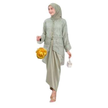 One Set Clarisa Kebaya Wanita Setelan Rok Lilit Baju Kondangan Wanita SAGE